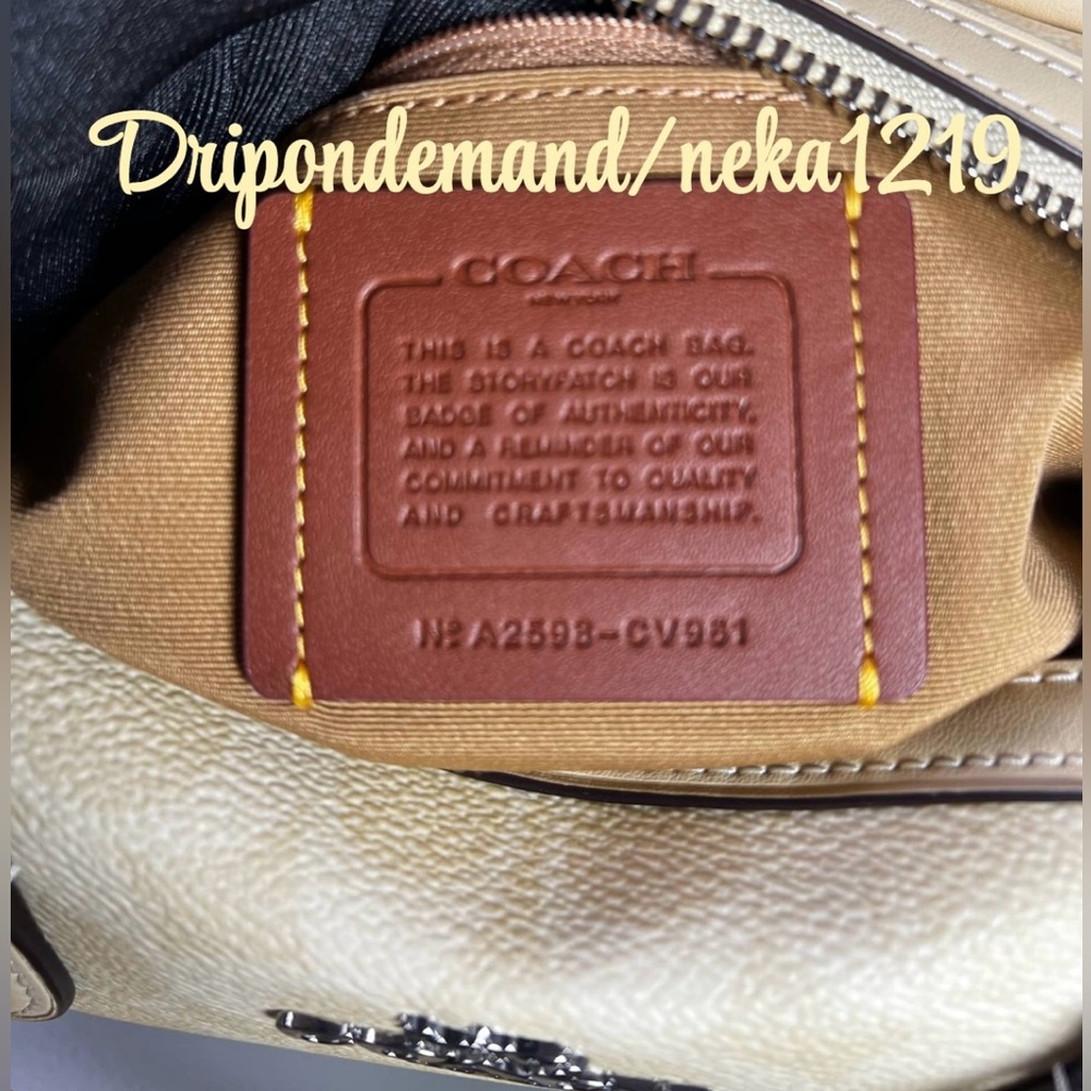 Coach Rowan Satchel Bag In Signature Canvas- Silver/Hay - Picture 9 of 15